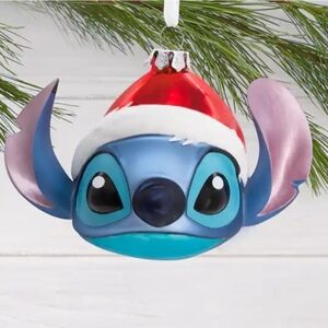 Hallmark Disney® 4.75" Lilo & Stitch in Santa Hat Blown Glass Ornament